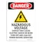 Signmission OSHA Danger Sign, 10" Height, Rigid Plastic, Hazardous Voltage, Portrait, V-2188 OS-DS-P-710-V-2188 - alternate 1